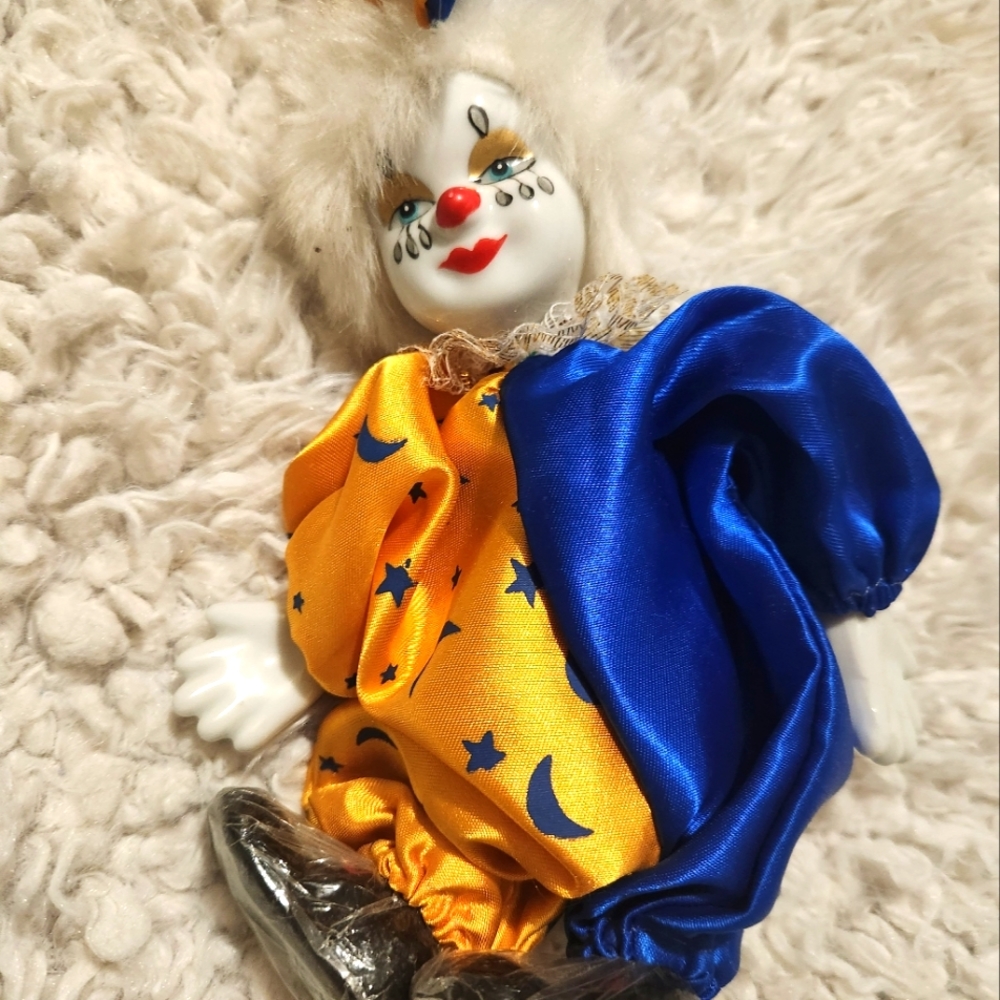 Vintage Ceramic Face Clown Doll Size In Height 9.5”